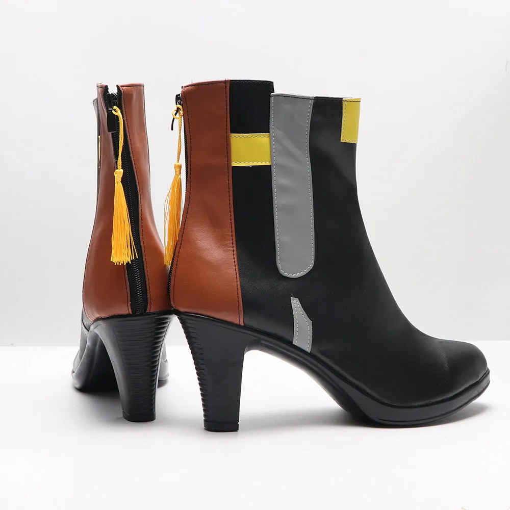 Anime Honkai: Star Rail Trailblazer Cosplay Shoes Black High Heels Short PU Leather Boots For Halloween Carnival