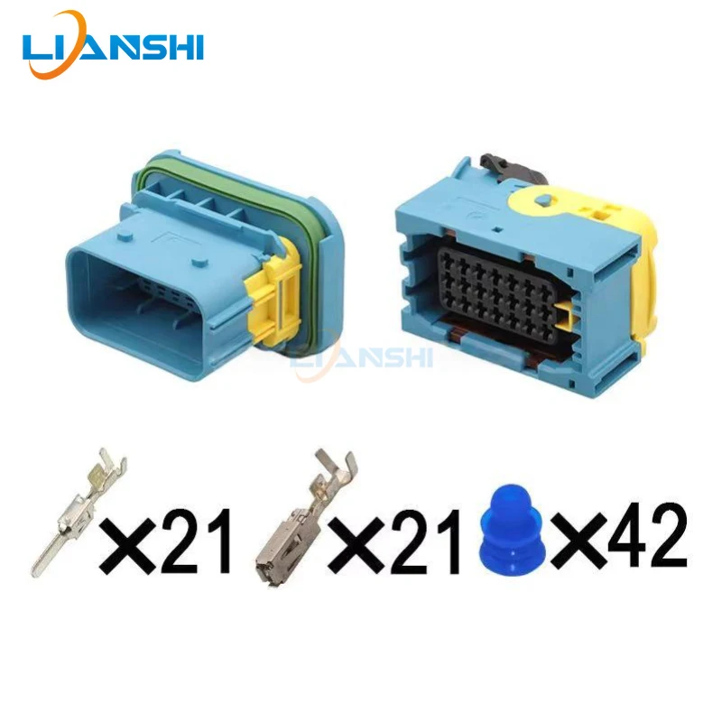 

3-1534127-1 Automotive waterproof connector, 21-hole blue male and female plug wire harness connector
