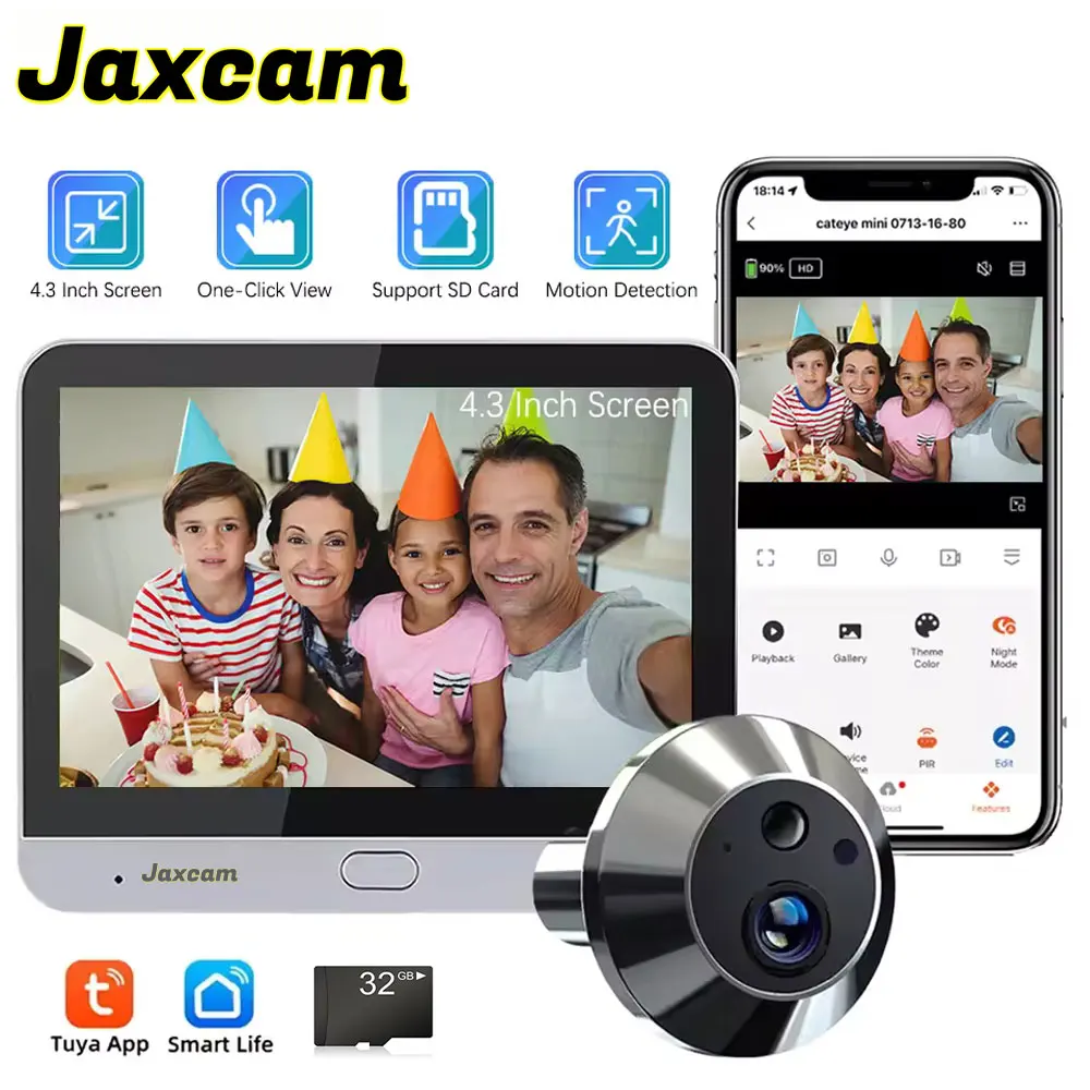

Mini WiFi Wireless Tuya5MP Home Bidirectional Voice Tape Display Video Doorbell Night Vision HD 4.3-inch Baby Monitor