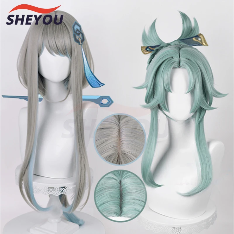 High Quality! Madame Ping Guizhong Cosplay Wig Game Impact  Heat Resistant Synthetic Hair Halloween Wigs + Wig Cap