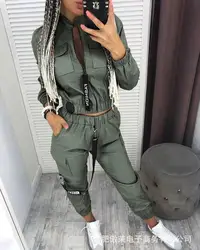 Ensemble de survêtement à manches longues avec fermeture éclair pour femme, pantalon de jogging, streetwear, piste trempée, jogging de sport décontracté, Y-2 pièces, nouveau, 2022