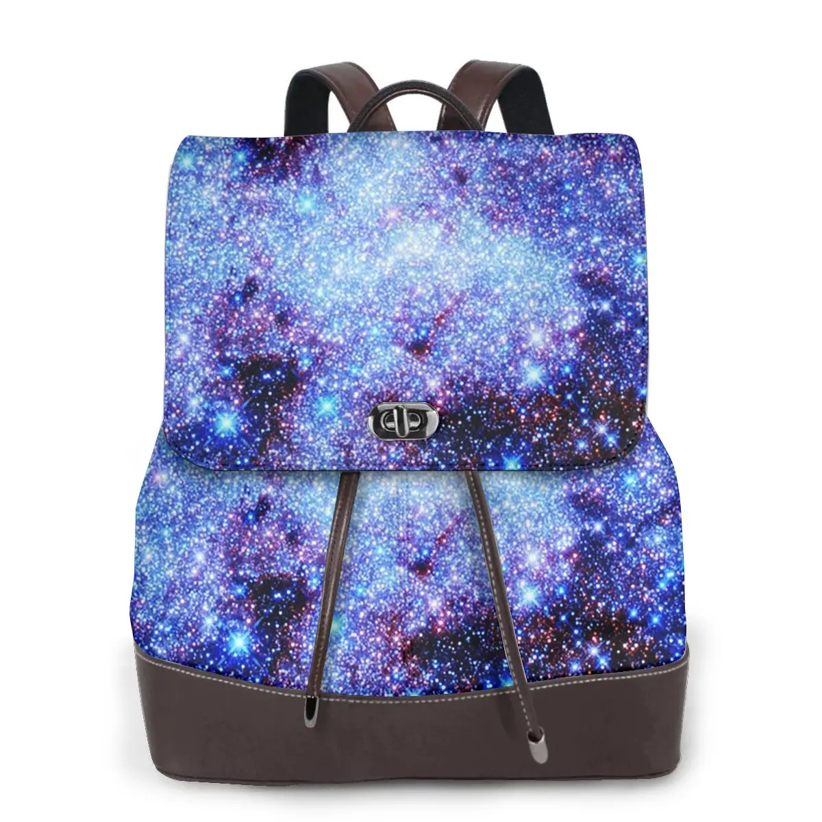 Galaxy Sparkle Stars Periwinkle Blue Bookbag School Student Bags Hiking Travel Daypack for Women Fashion Derma Backpack