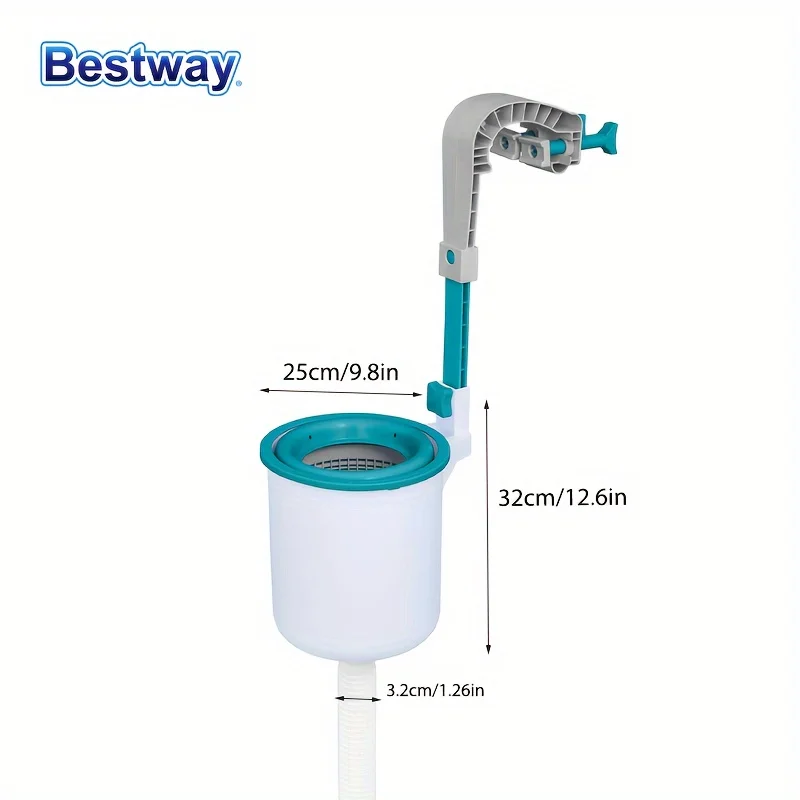 Bestway 58233 800 GPH 지상 수영장 표면 스키머 잔해물 청소기(빠른 설치 및 높이 조절 가능)
