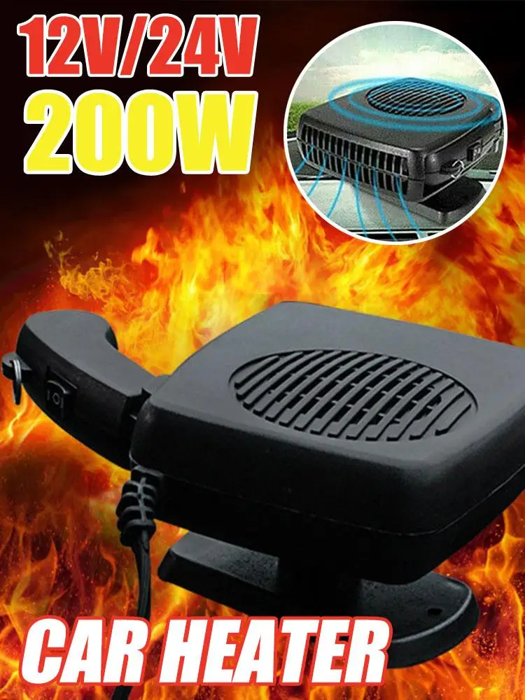 Przenośny wentylator samochodowy 12 V/24 V 200 W Odmrażacz przedniej szyby Chłodzenie Ogrzewanie 2 w 1 Wentylator elektryczny do samochodów ciężarowych — 2