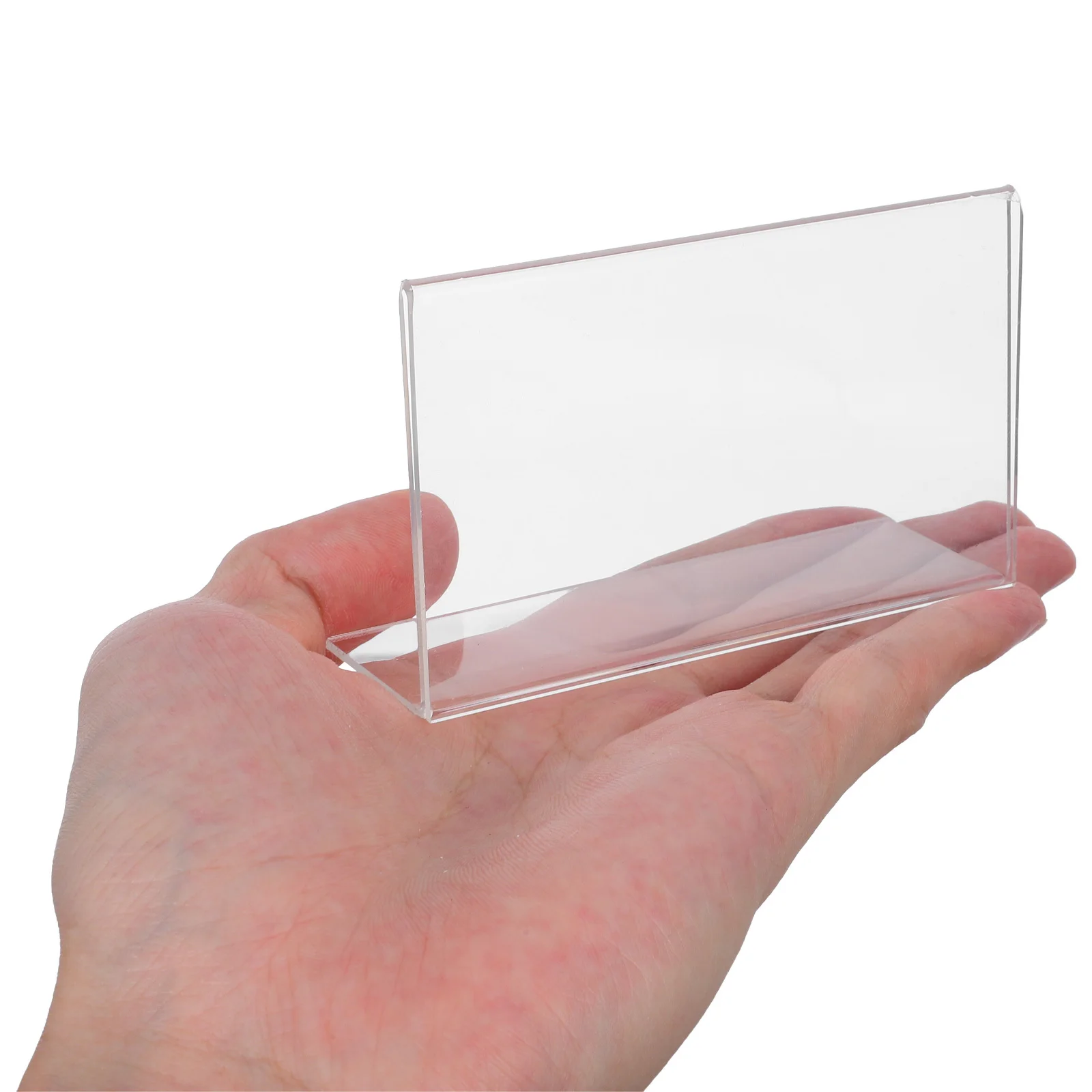 

10Pcs Price Display Sign Clear Acrylic Label Holder Small for Retail Store Shelf Countertop Sign Stand Self Adhesive Backing