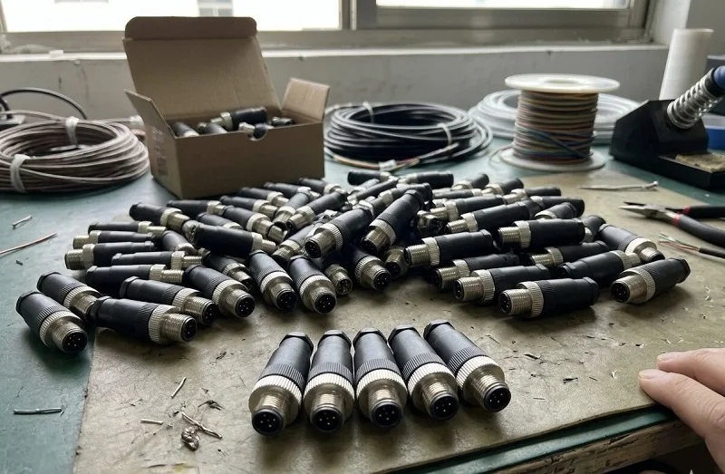 M12-Steckverbinder PG9 Wasserdicht 4/5/8-polig Stecker Buchse Gerade Winkellos Lötfreie Schraubklemme für 6-8mm Kabel – Detail 1