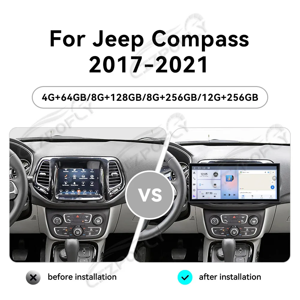 

15,8-дюймовая автомагнитола Android 15 с беспроводными Carplay и Android Auto для Jeep Compass 2017–2021 с GPS-навигацией и сенсорным экраном