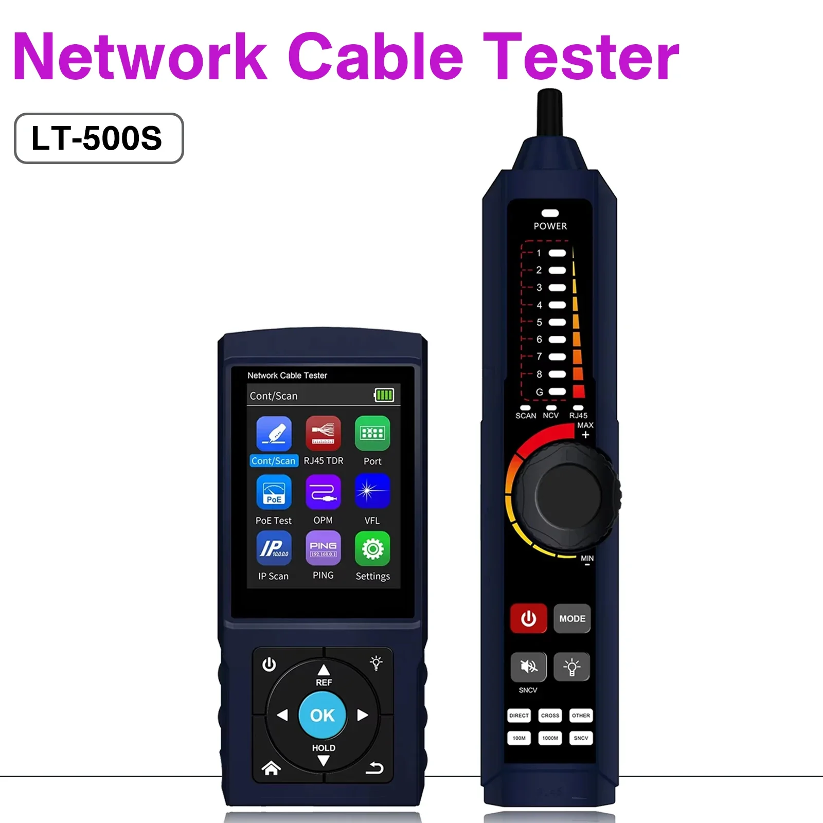 LT-500S Network Analyzer RJ45 Tracer TDR Length PoE Port Flashing Speed Detection IP Scan PING OPM VFL Network Cable Tester