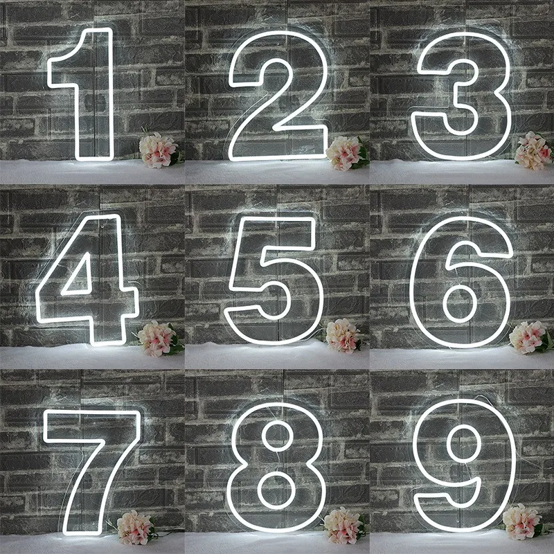 

Led Digital Neon Light Flexible Acrylic Backboard Birthday Party Creative Decoration Indoor Home Wall Hanging Atmosphere Light