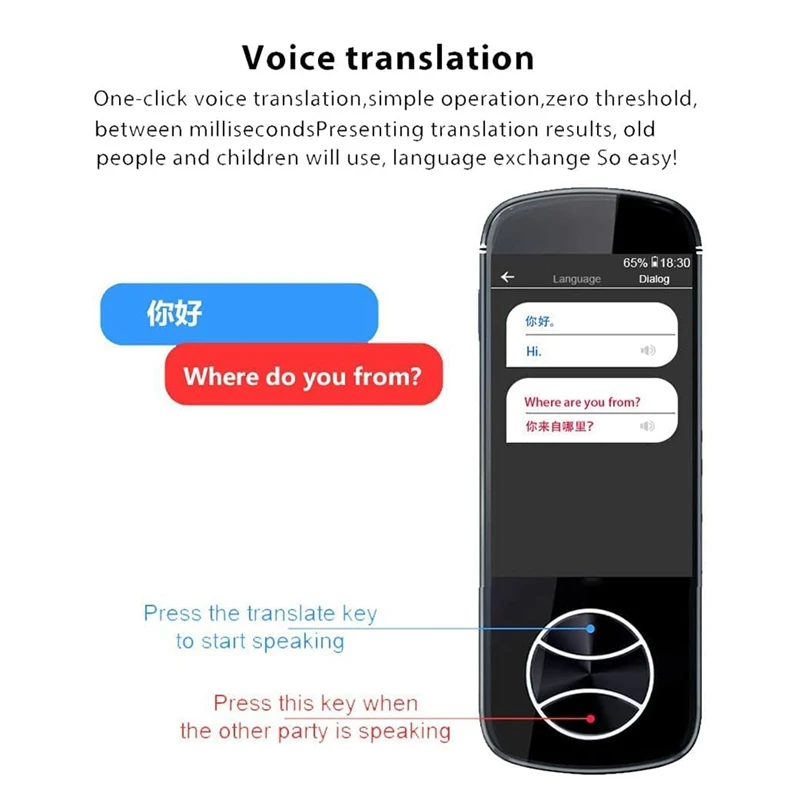 Silver Gray Language Translator Device Portable Real-Time Voice Translation In 127 Different Languages, Support Instant Offline