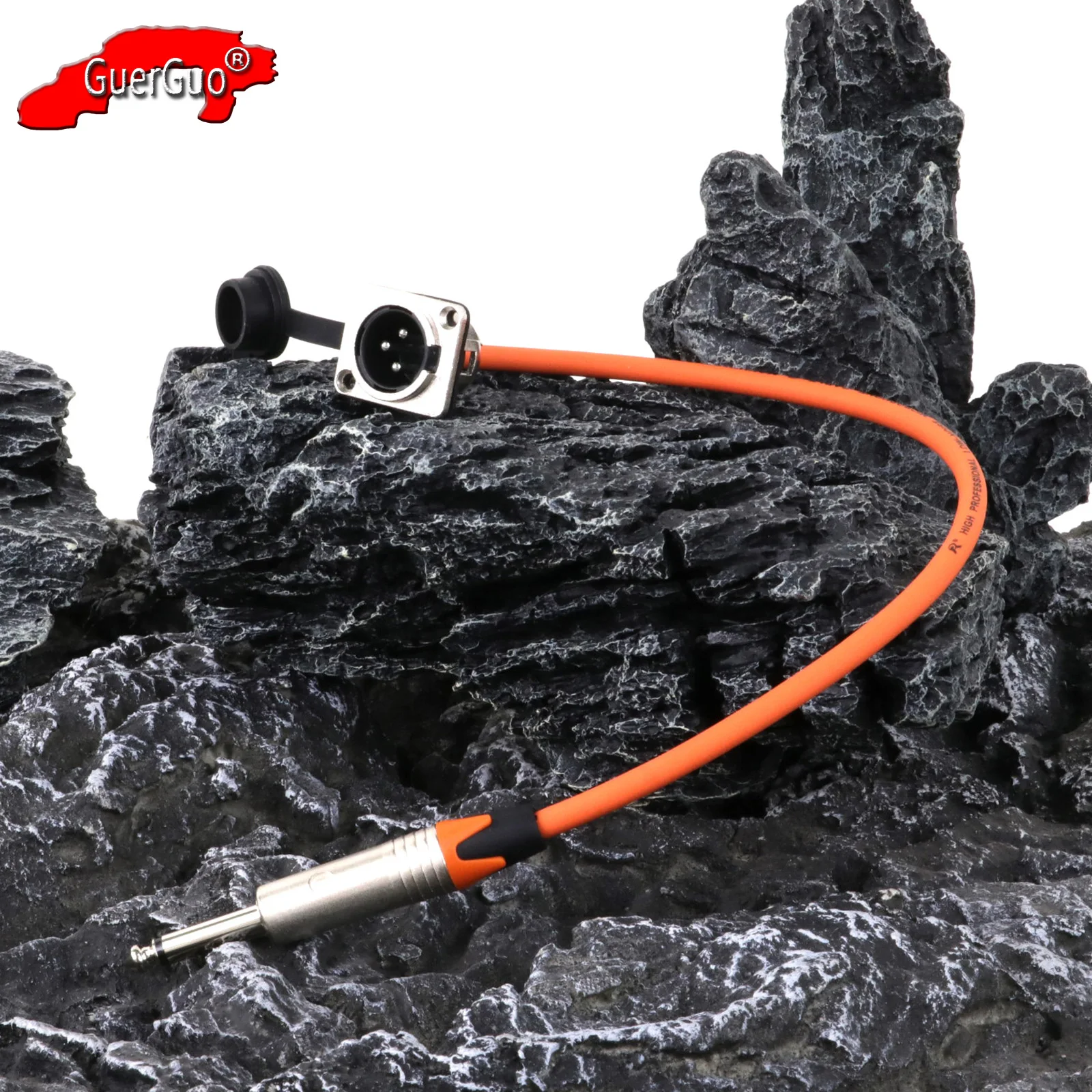 XLR Extension Cable D Type 3Pin XLR Male Panel MIC Socket Coupler to 1/4 Inch 6.35mm TS Mono Jack Pass Through Converter