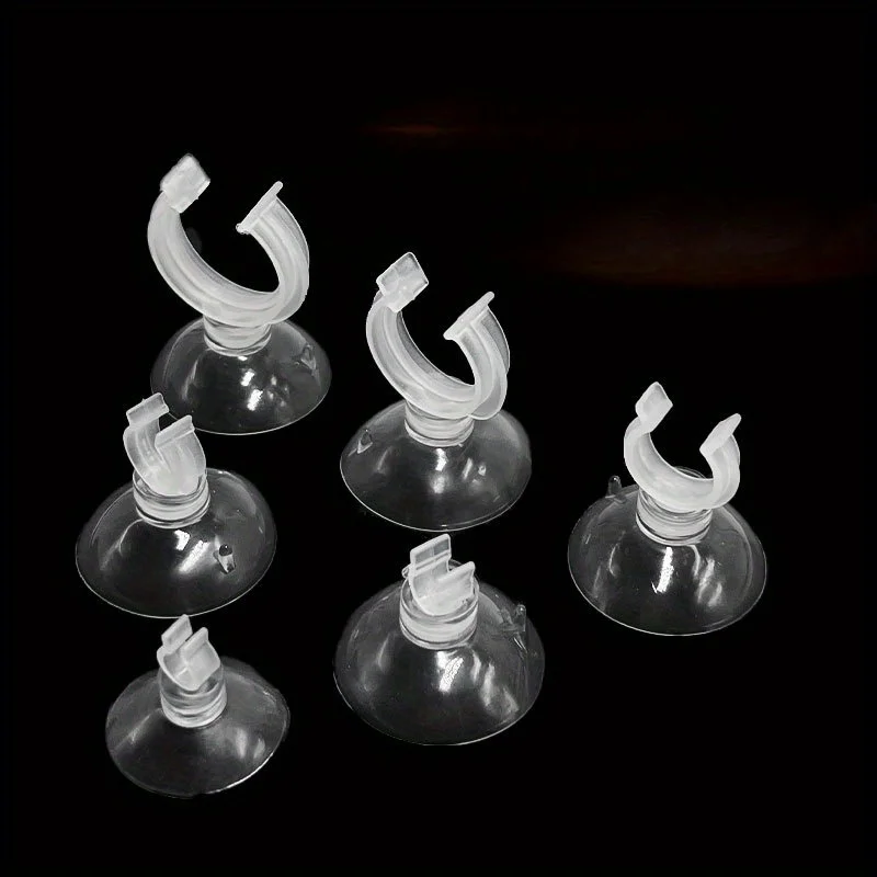 5pcs Durable PC Suction Cup Tube Clips - U-Shaped, Secure Hold for Aquarium Hoses, Transparent with White Suction Cups