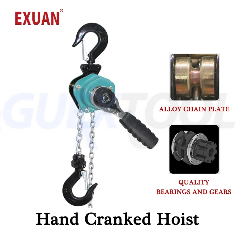 0.25/0.5T Hand Cranked Crane Pulling Wrench Chain Hoist Manual Lifting Chain Tightener Lifting Hoist Dragging Construction Tools