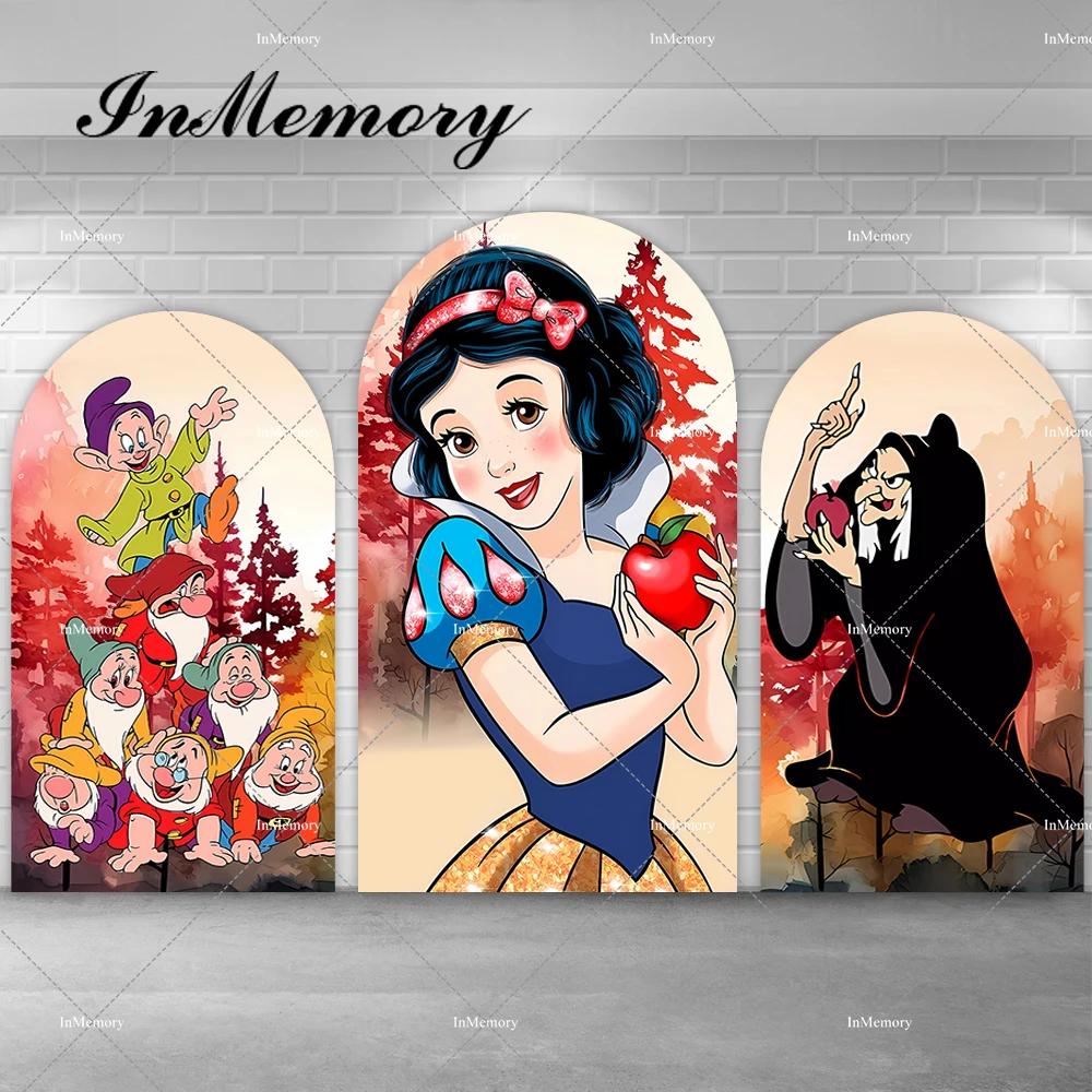 Princess Snow White And The Seven Dwarfs Theme Arch Backdrop Cover Girls Baby Shower Birthday Party Photography Backgrounds