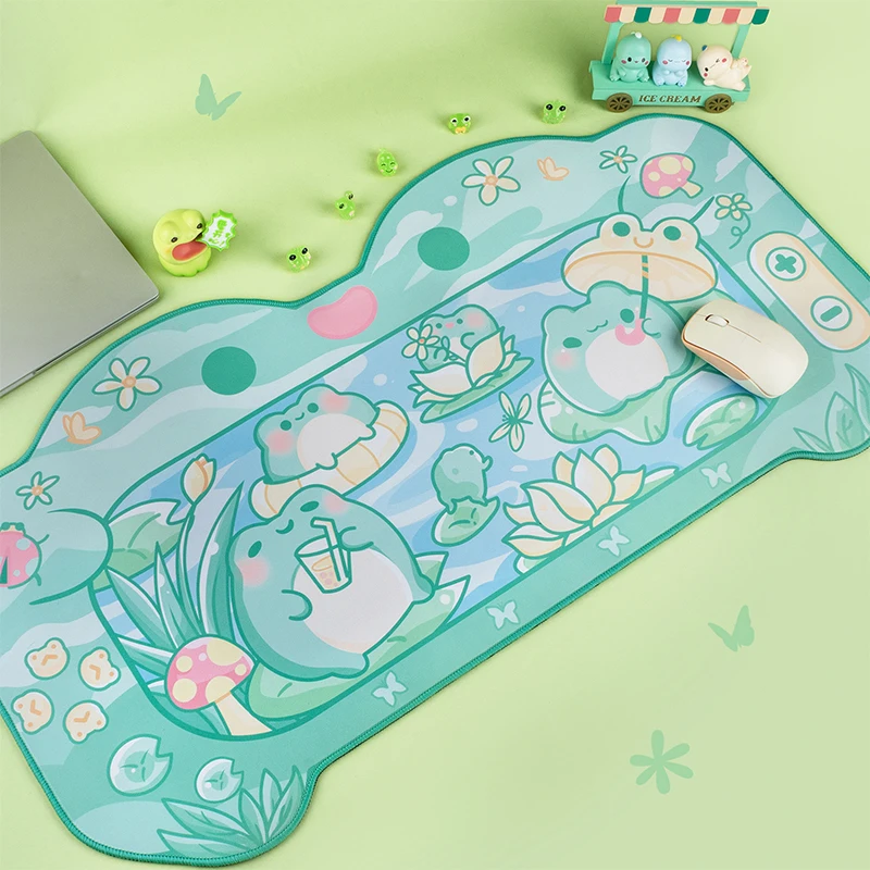 Kawaii Frog Cartoon Gaming Mouse Pad Extra Large Office Computer Mouse Pad Desk Mat Water Proof Nonslip Laptop Desk Accessories