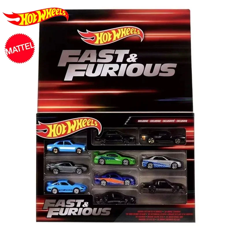 Original Hot Wheels Car Fast & Furious 10 Pack 1/64 Diecast Vehicle Ford Porsche 911 Nissan Silvia Skyline Mitsubishi Boys Toys