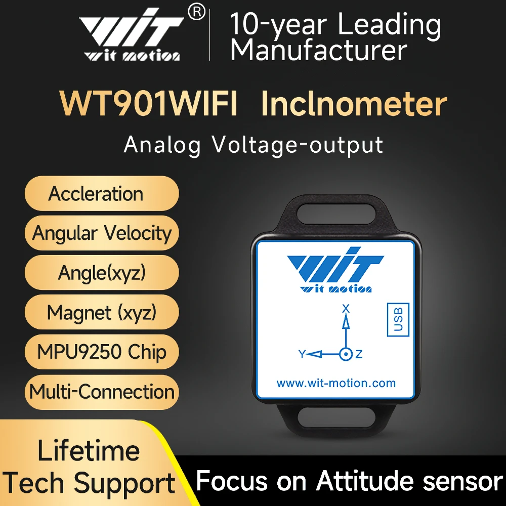 WitMotion WT901WIFI Wireless Accelerometer 9-Axis AHRS Inclinometer(XYZ)Tilt Sensor +Gyro+Angle+Magnet,Support Multi-connection