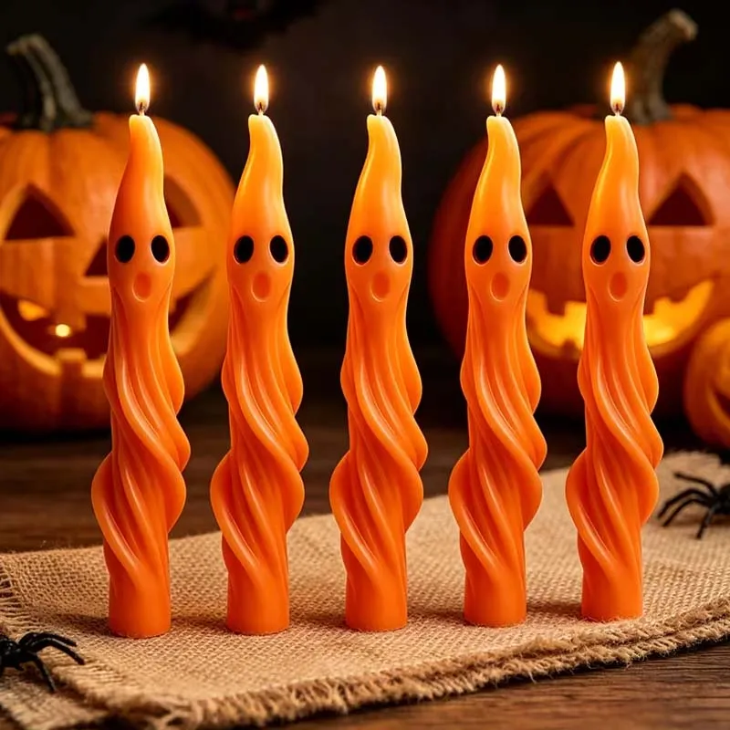 Halloween DIY Ghost-Shaped Long Scented Candle Decorative Ornament Silicone Mold Halloween Ghost-Shaped Handmade Gift Make Mould 6