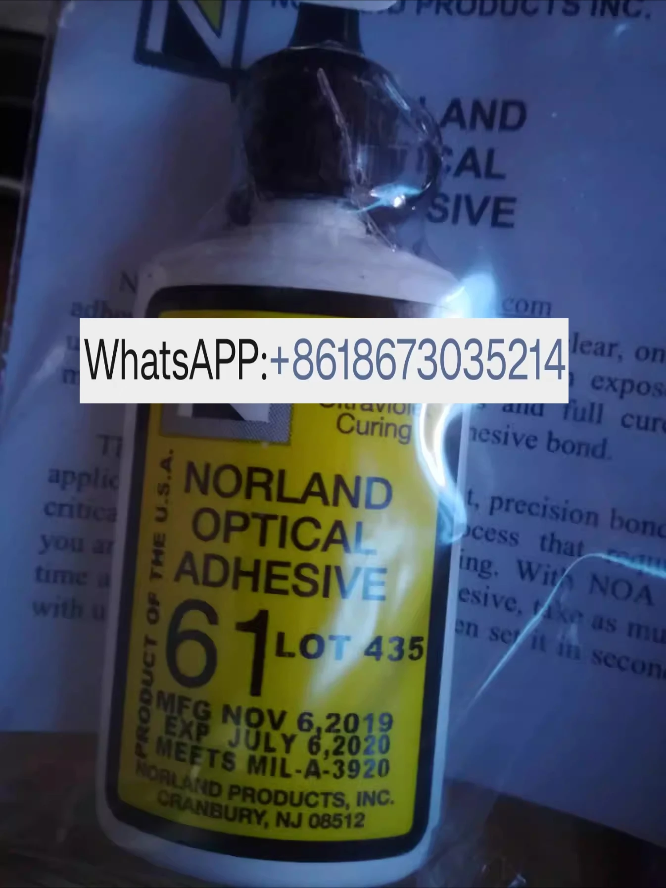 Imported NOA61 UV Optical Curing Glue - Rapid Drying Adhesive for Precision Applications