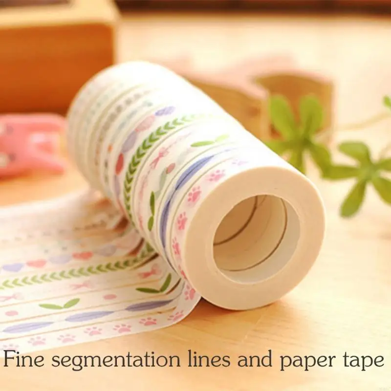 10 rotoli poliestere lunga durata con design a divisa per forniture decorative per notebook 896C