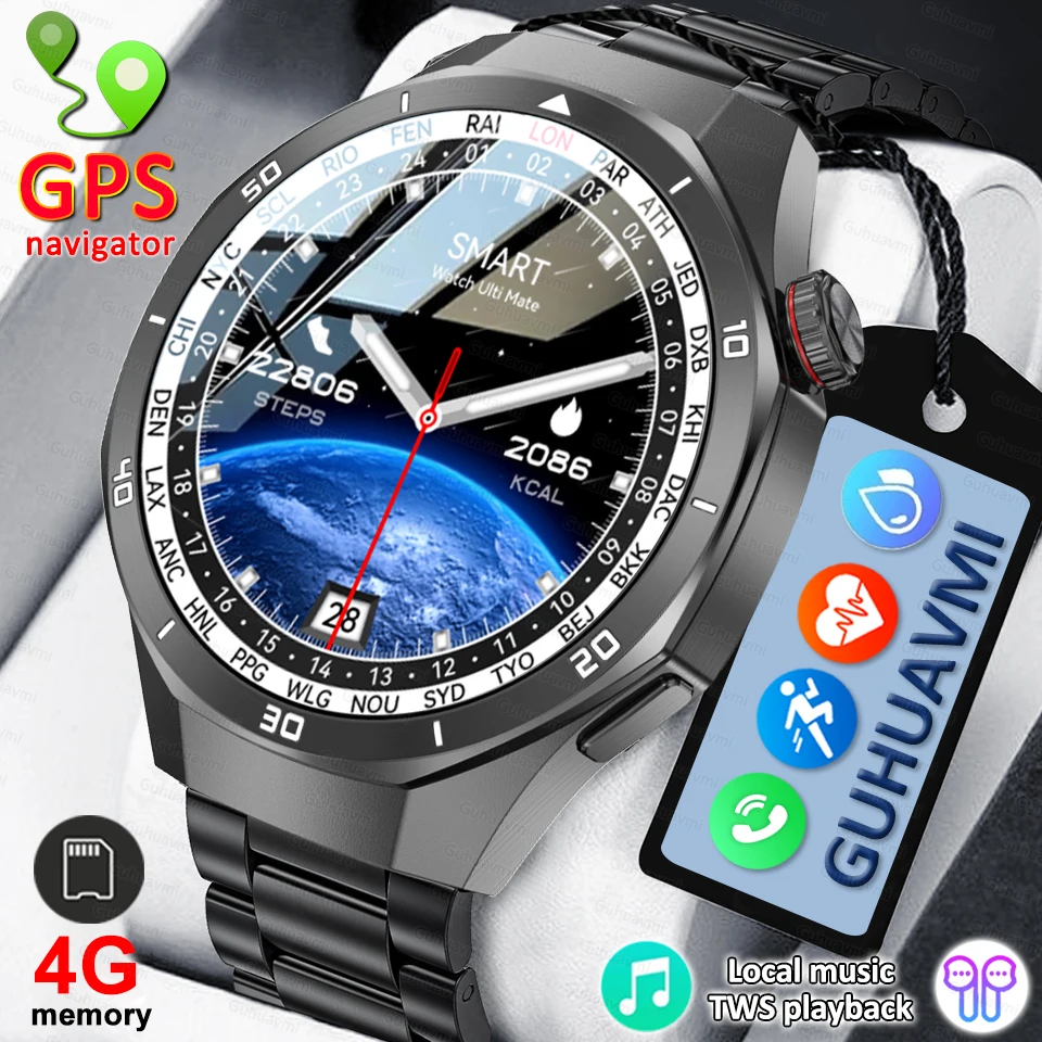 

2025 New 4G Memory Smart Watch AMOLED HD Always Display The Time Bluetooth Call GPS Sport Smart Watch For ios Xiaomi Huawei DT5