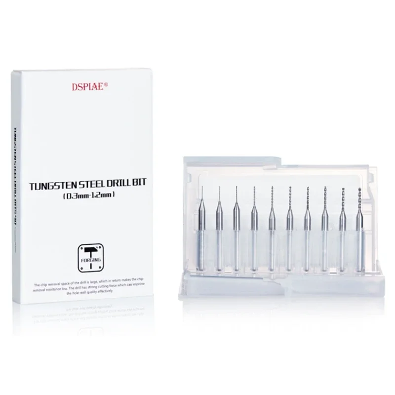 Imagem -02 - Tungsten Broca de Aço Aço Combo Grupo Model Tool Silver Hand Tool Hobby Acessório 0.3 mm a 1.2 mm 10 Pcs por Conjunto Dspiae-db03