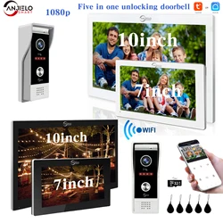 Tuya-Touch Screen Video Campainha, Sistema Intercome, Casa, Cartão de 32 GB, WiFi, Detecção de Movimento, Entrada de Vídeo, Telefone, 1080P, 7 