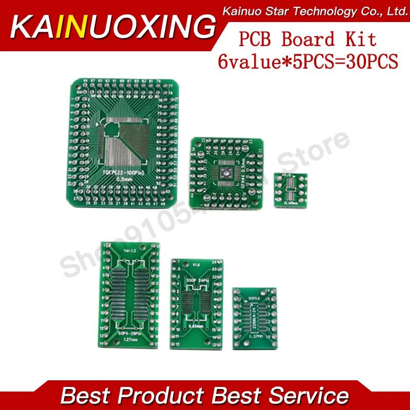 30PCS PCB Board Kit SOP8  SOP16 SOP24 SOP28 FQFP TQFP SMD Turn To DIP Adapter Converter Plate SOP 8 16 24 28 FQFP HTQFP