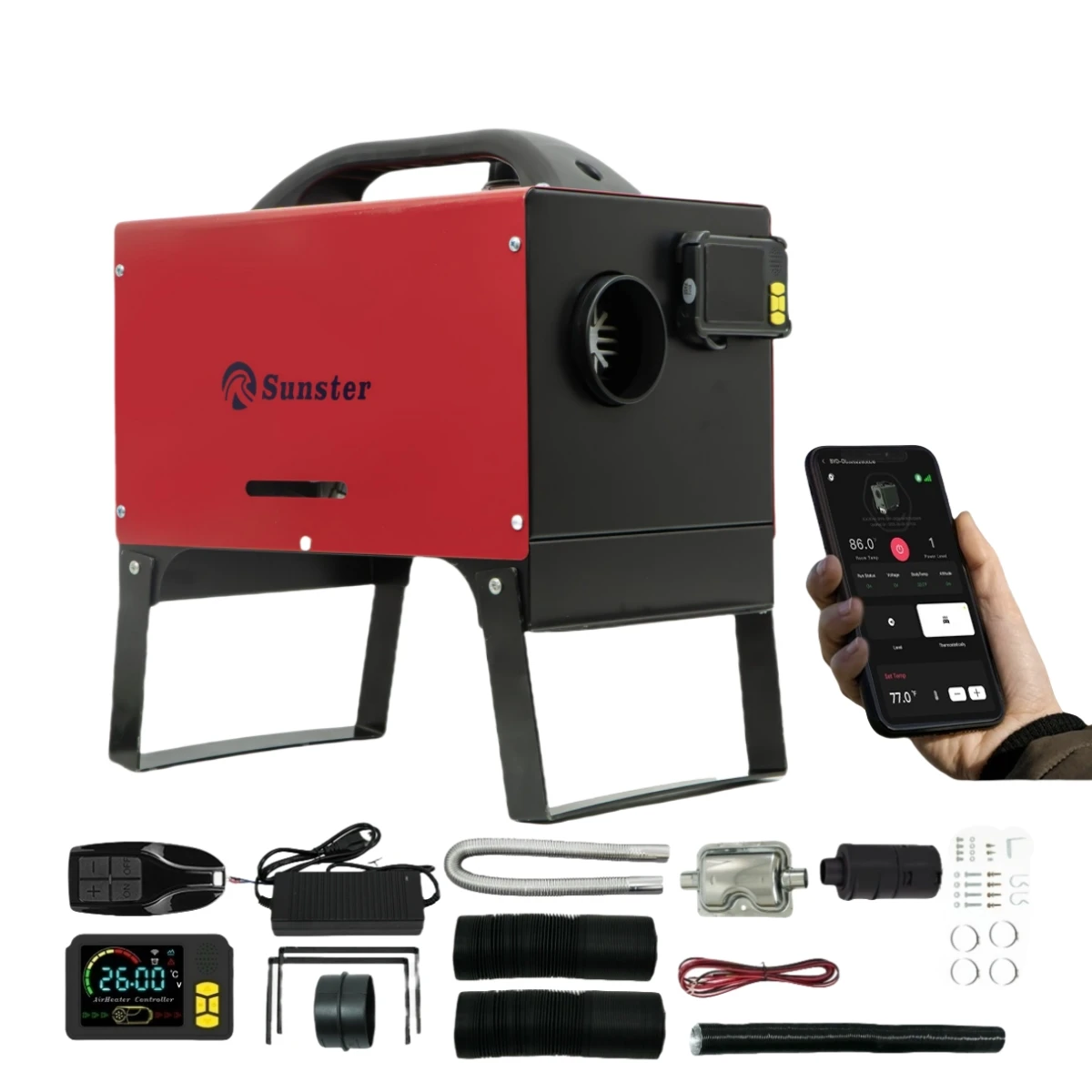 AliExpress Sunster 8KW Diesel Heater Bluetooth APP LCD Control 12V/24V/220V, Efficient Internal Cycle Fuel Saving for RV Camping Outdoor Parking