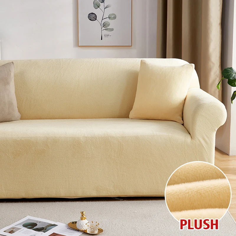 Plush Fabric Sofa Covers for Living Room 1/2/3/4 Seats Elastic Stretch Couch Cover L Shaped Sofa Slipcover Furniture Protector