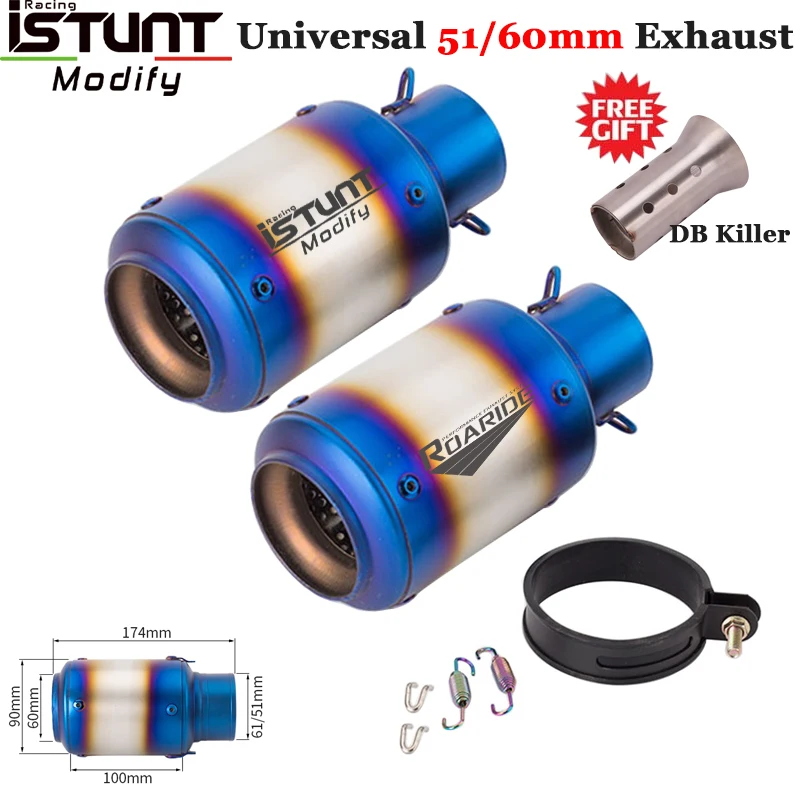 Universal 51mm Motorcycle Exhaust Left Right Side Pipe Escape Modified Muffler DB Killer For S1000RR Z900 CBR1000RR ATV R6 Ninja