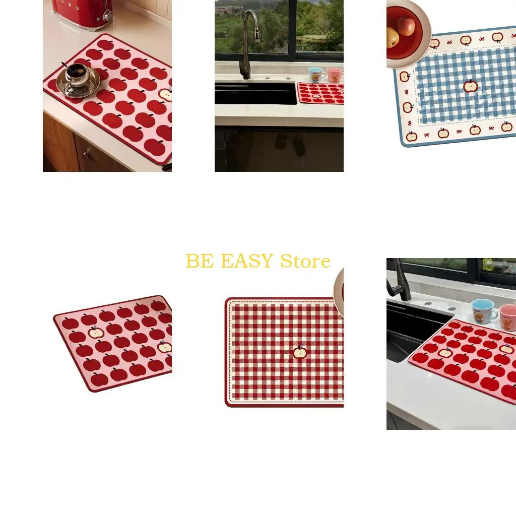 E28F Stain Resistant Counter Protectors Kitchen Sink Dish Drying Mat With Quick Dry Absorbent Technology For Food Preparation
