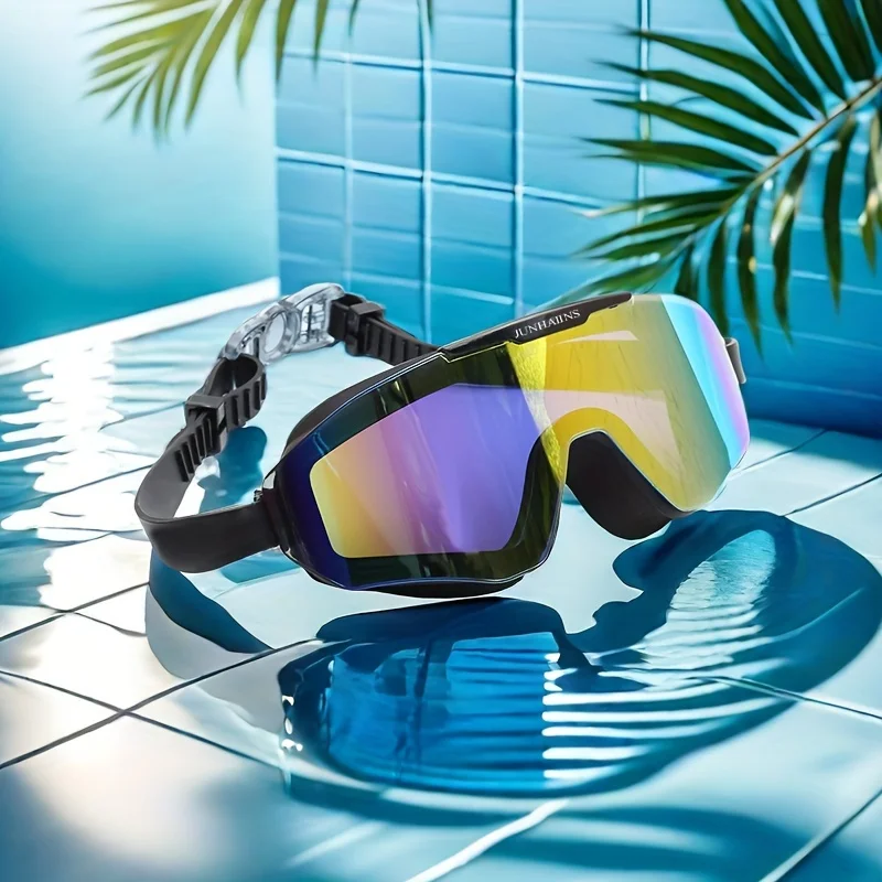 New Electroplated HD Swimming Goggles Large Frame Water Glasses For Adults Silicone Strap PC Buceo Spearfishing Accessories