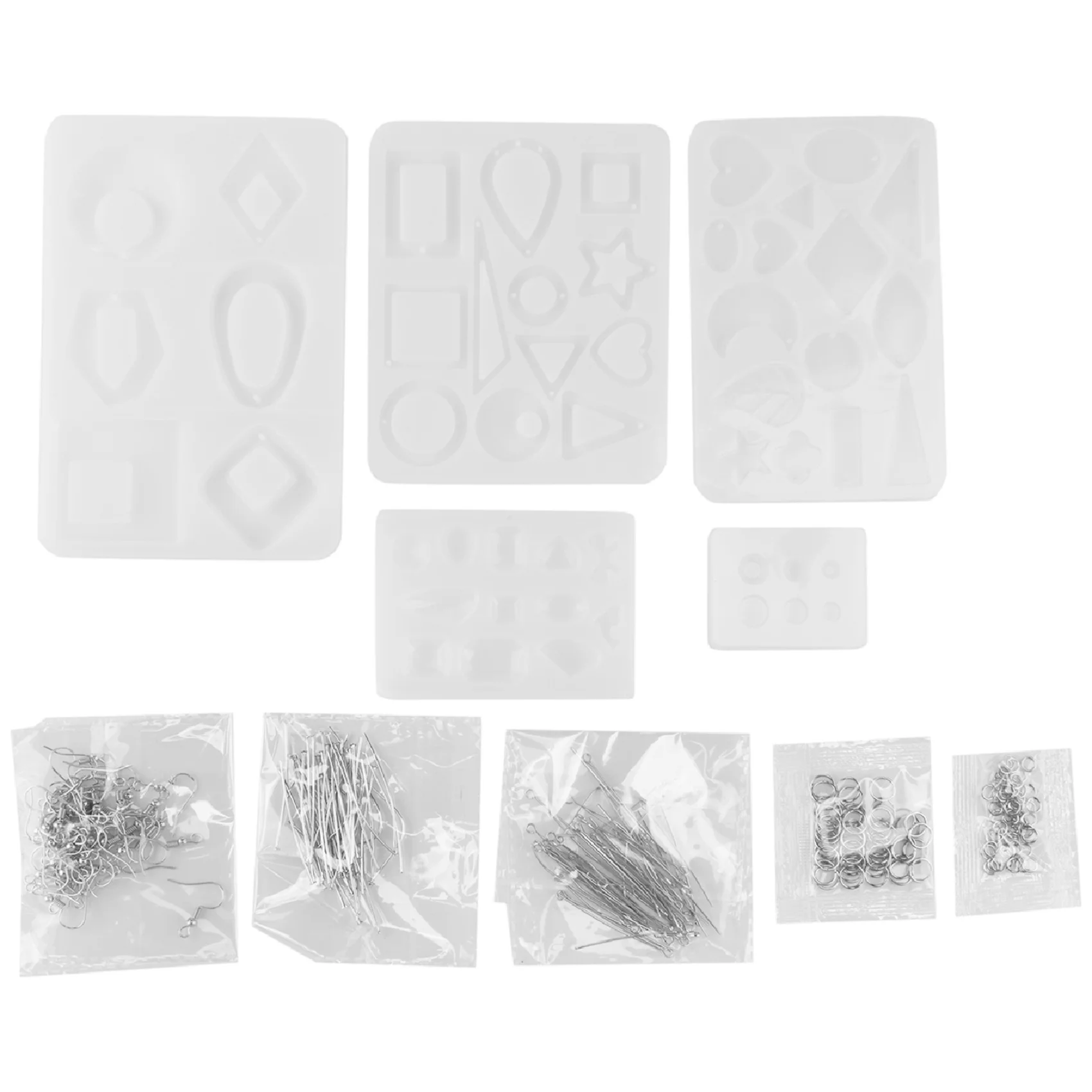 Earring Resin Molds, Stud Earring Jewelry Epoxy Resin Silicone Molds Include Droppers, Stirrers, Earring Hooks, Jump Rings, Eye