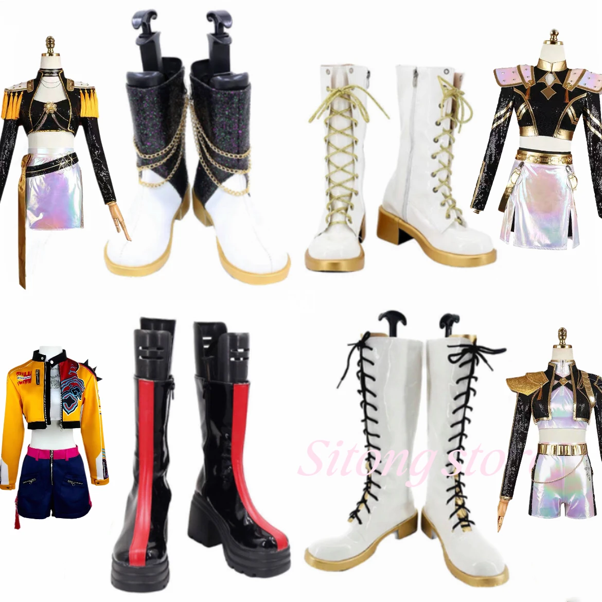 Black Golden Rumii Cosplay Boots Kids Girls White Boots Halloween Party Role Playing Shoes