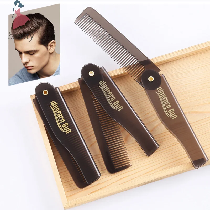 Portable Foldable Pocket Combs Oil Head Plastic Beard Combs Hair Styling Tool Combs For Man Women Folding Comb Barber Hair Tool