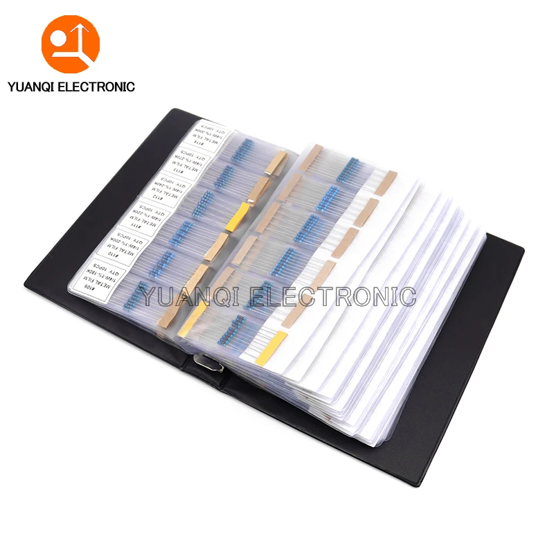 122/130/140/158Values 1R-10M Ohm 1/4W Metal Film Resistor Assorted Kit 0.25W 1% Resistance Pack Sample Book