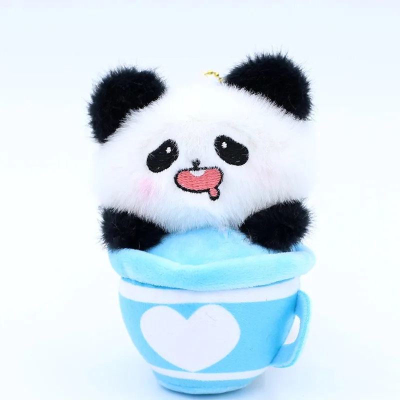 

12-14 см 50 шт., оптовая продажа, серия чашек для чая с молоком, плюшевая игрушка, милая кукла-панда, брелок для ключей, сумка, подвеска