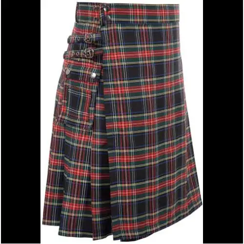 Scottish Tartan Kilt Pleated Festival Skirt Men's National Costume Linen 100% Material Origin China No Brand Registered