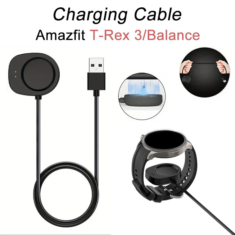 

For Huami Amazfit T-Rex 3pro/3/ Balance 2 For Amazfit Balance 100cm USB Cable Charging Data Charger with Dock Power Adapter