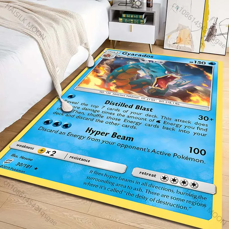 Japanese Pokémon Cards Gyarados Printing Carpet for Living Room Bedroom Kid's Room Home Decor Area Rug Sofa Cloakroom Play Mat