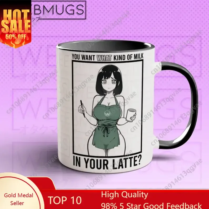 

Anime Coffee Mug Meme You Want What Kind Of Milk in Your Latte Anime Mug 11 oz Ceramic Mugs Water Drinking tee juice Cups