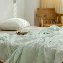 Bedspread On The Bed Summer 3 Layers Muslin Gauze Blanket Double Couple Bed Quilts King Size Bed Covers Plaid Blankets Bed Sheet