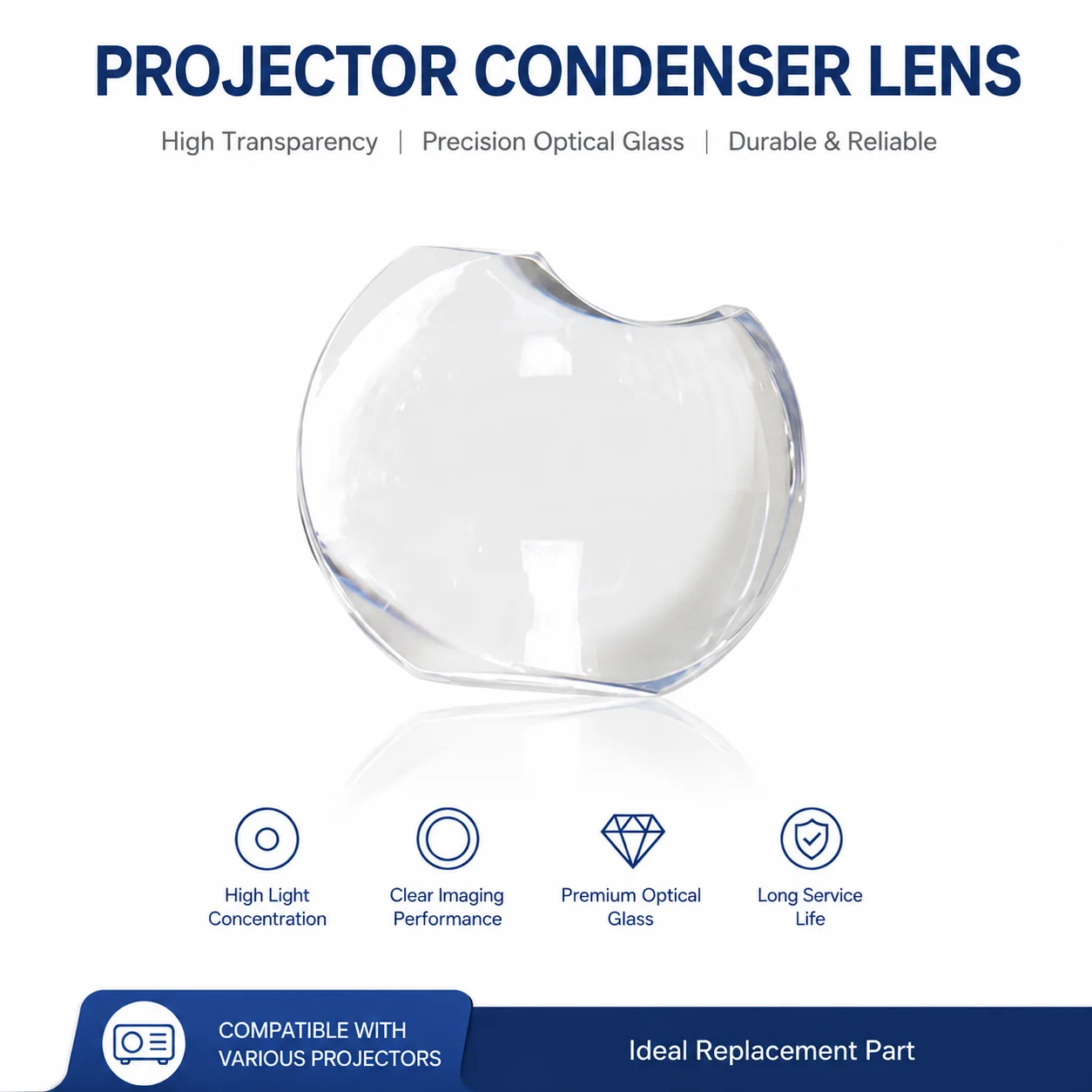 Brand New Projector Condenser Lens Optical Glass for NP215 VE281 V260X NP115 V230 VE280 NP110