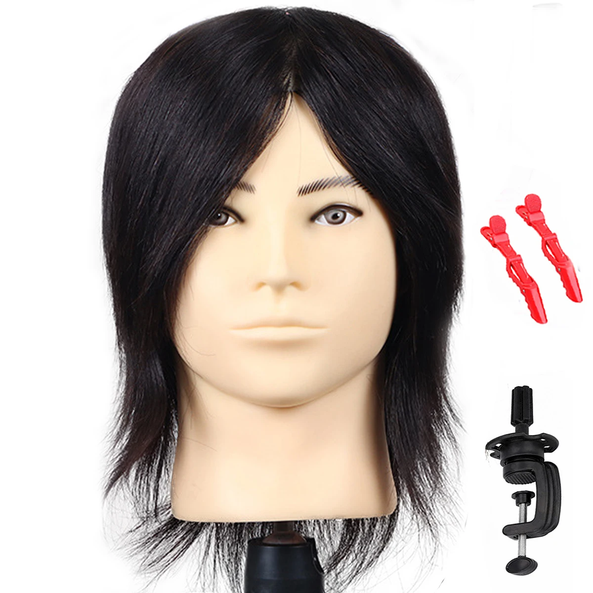 

Mannequin Head with 100% Real Human Hair Hairdresser Practice Cosmetology Styling Training Doll Head with Table Stand Clamp