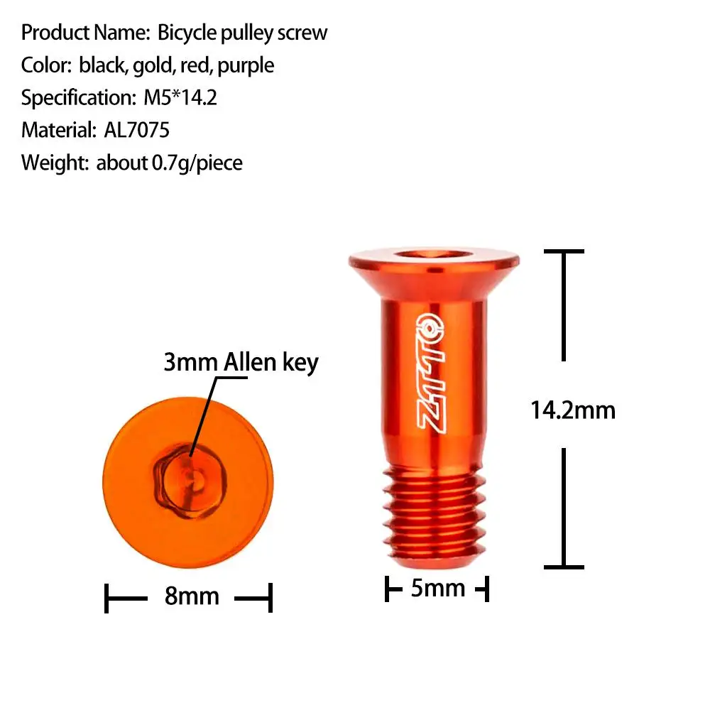 Bolts M5×14.2MM Roller Idler Pulley Screws Transmission Guide Sprocket Screw Bicycle Rear Derailleur Bolts Jockey Wheel Bolts