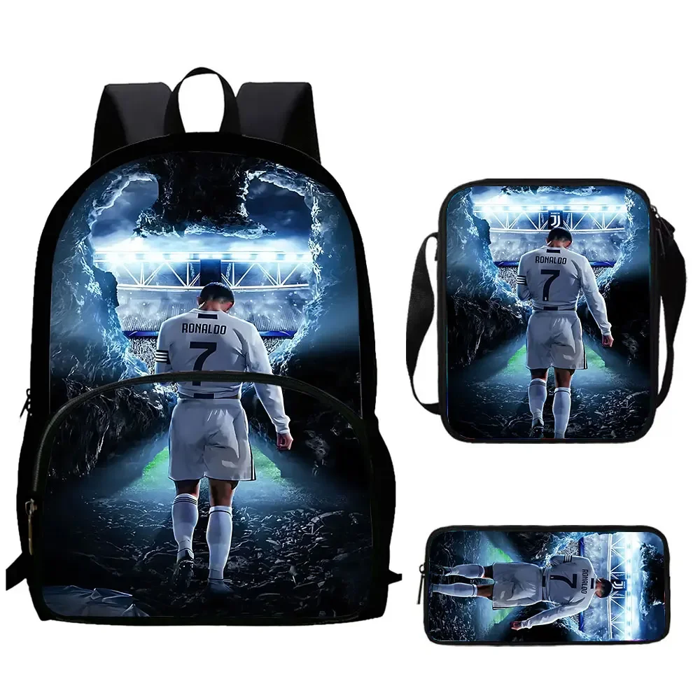 Cartoon C-CR-7 Football-Stars Child Backpack,Shoulder Bags,Pencil Bag for 4-8 Years Old Anime School Bags for Boy Girl Best Gift