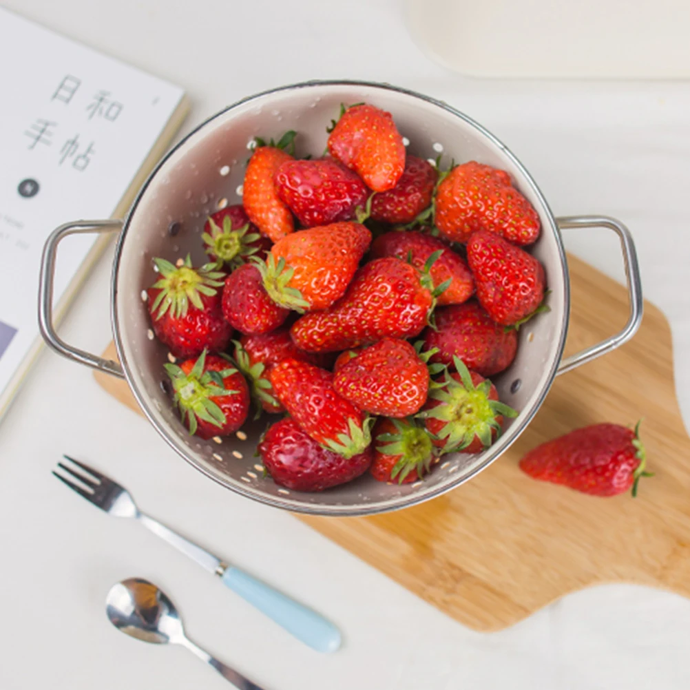 

Elegant European Lace Fruit Plate Metal Double Handle Drain Hole Design Home Kitchen Storage Tray Fruit Drain Plate