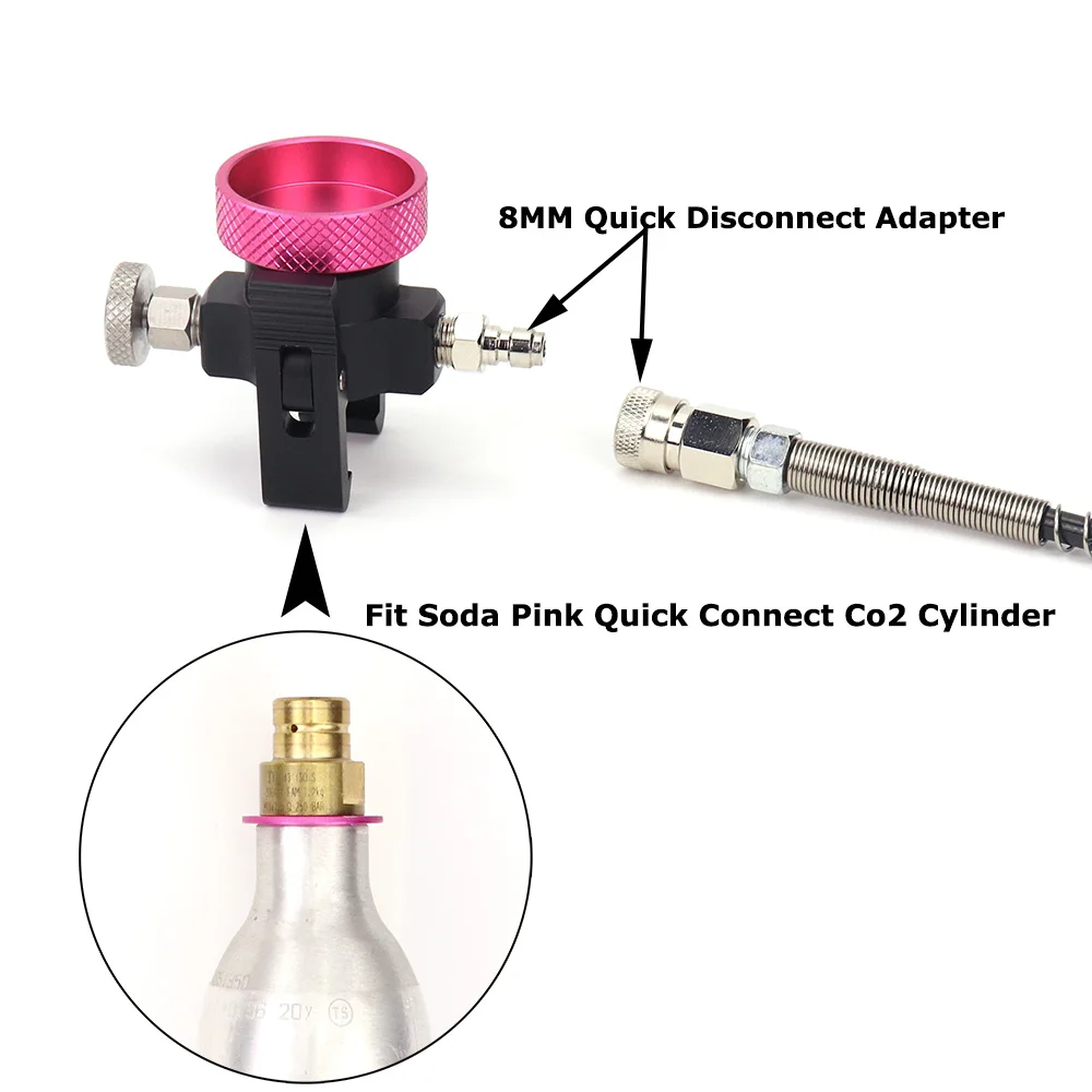 Adaptador de recarga de cilindro de Co2, estación de llenado compatible con Soda @ stream Terra DUO Art Cylinder, conexión rápida, color rosa