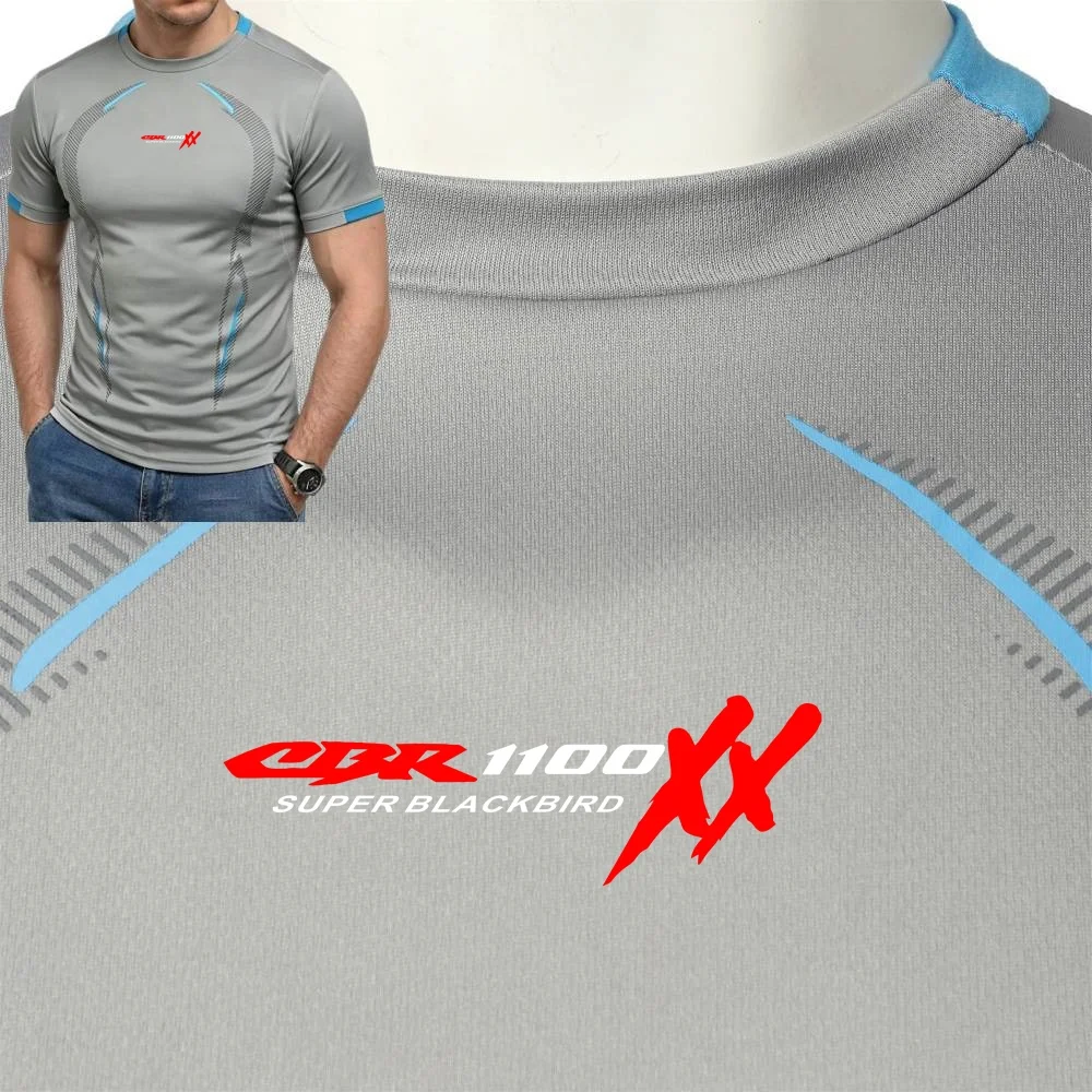 Men's CBR 1100XX Super Blackbird Compression T-Shirt Thin High Stretch Muscle Top Breathable Quick Dry Sports Tee with Sun Prote